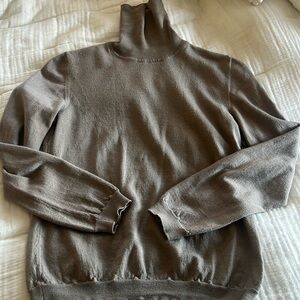 Moschino Cashmere Silk Wool Blend Turtleneck Sweater Taupe Brown XXS